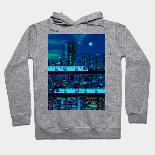 Skyscraper neon aesthetic Hoodie by funglazie